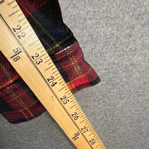 Susan Graver Weekend Regular Plaid Knit Corduroy Button Up Sh Red/Navy X-Large - Picture 5 of 11